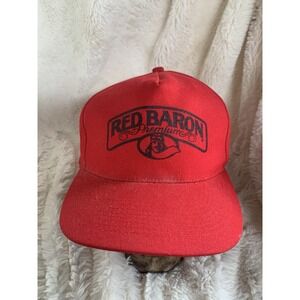 Vintage‎ Red Baron Premium 90s Red Snap Back Hat Retro Rare